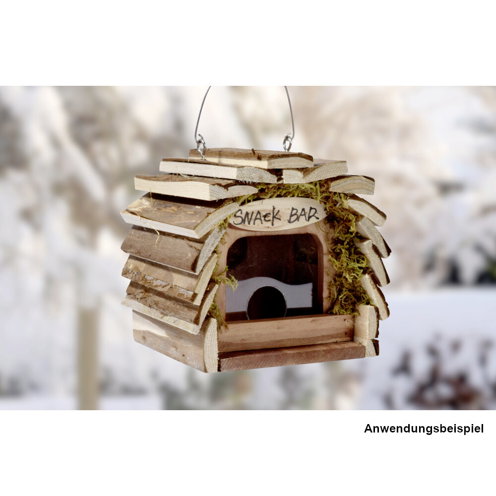 Vogelfutterspender mit Silo, zum aufh&auml;ngen, aus Holz image number 2