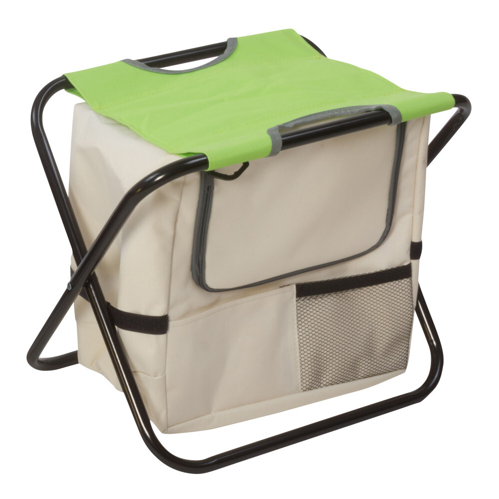 Klapphocker mit Metallgestell und K&uuml;hltasche in verschiedenen Farben