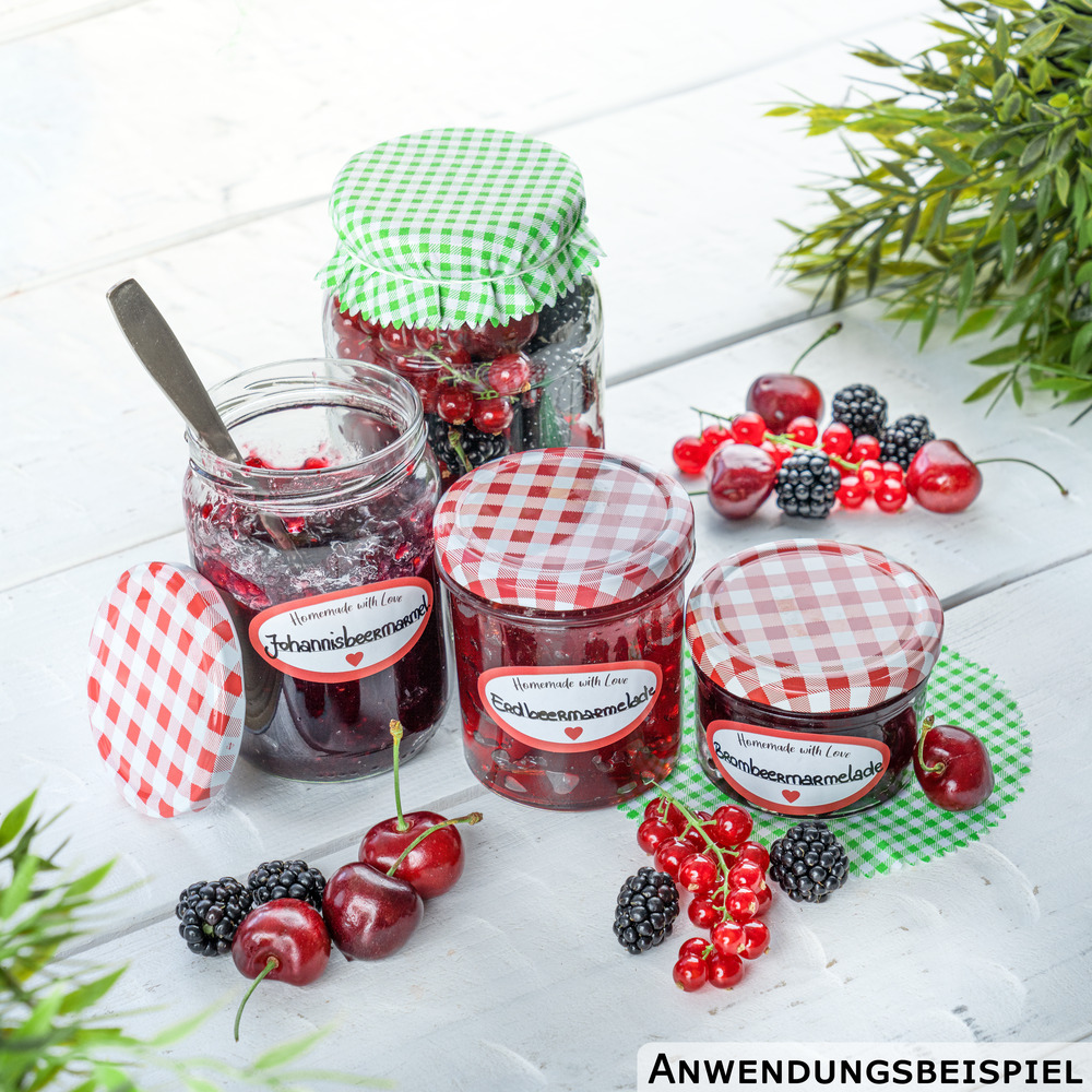 Einmachglas 555 ml mit wei&szlig;-rot kariertem Deckel image number 1