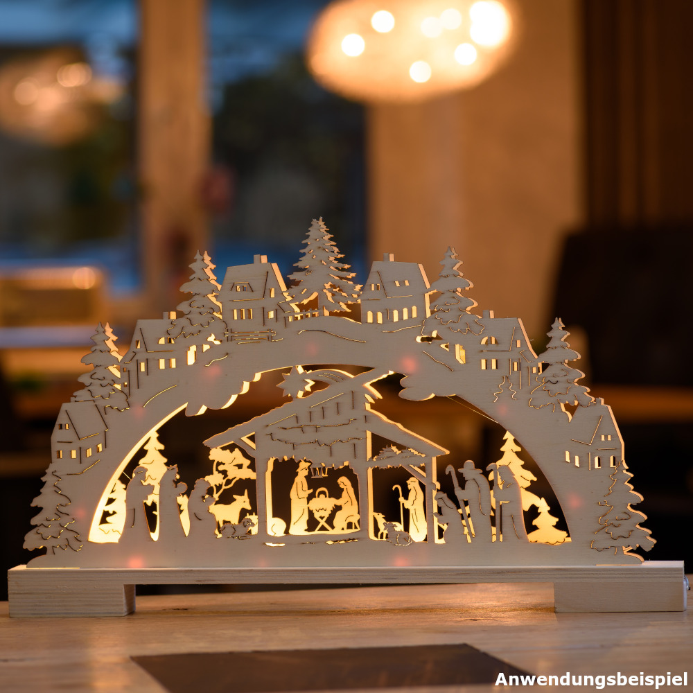 LED-Schwibbogen batteriebetrieben aus Holz image number 3