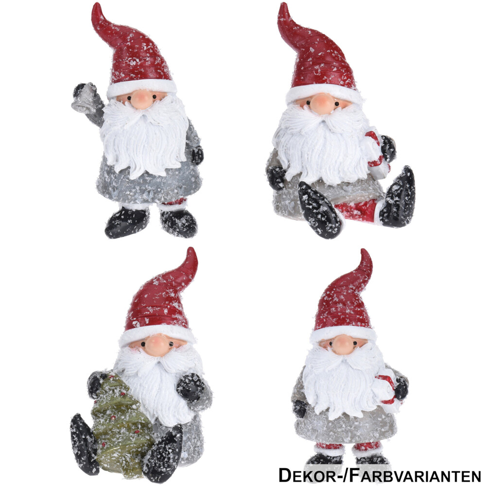 Dekofigur Weihnachtsmann 12 cm beflockt in verschiedenen Ausf&uuml;hrungen