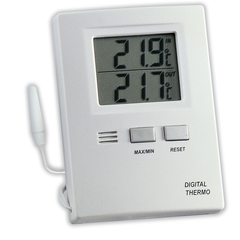 Thermometer digital zur Messung der Innen- und Au&szlig;entemperatur in wei&szlig;