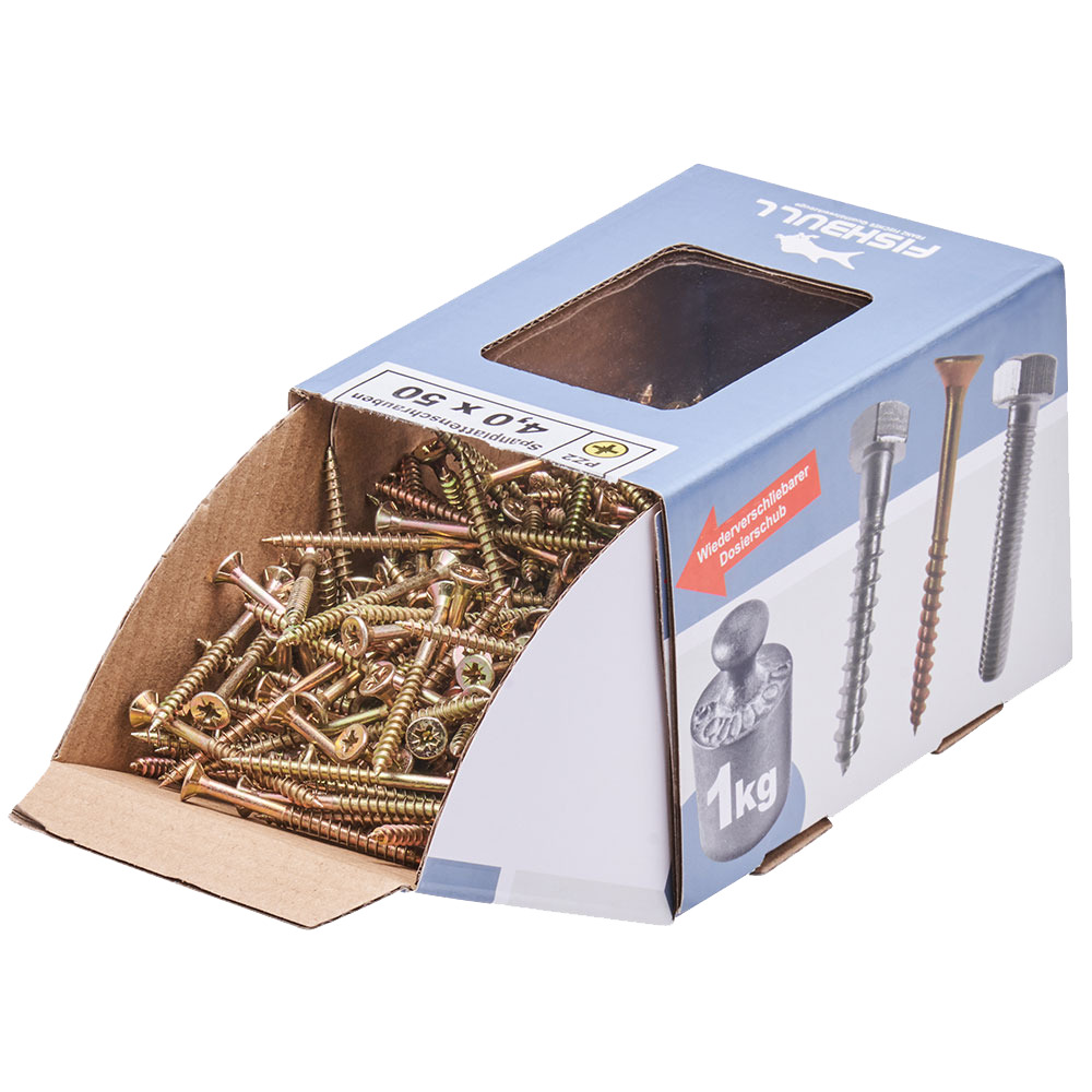 Spanplattenschraube 4,0x50 mm PZ 1kg FISHBULL-Pack Senkkopf Teilgewinde Kreuzschlitz image number 3