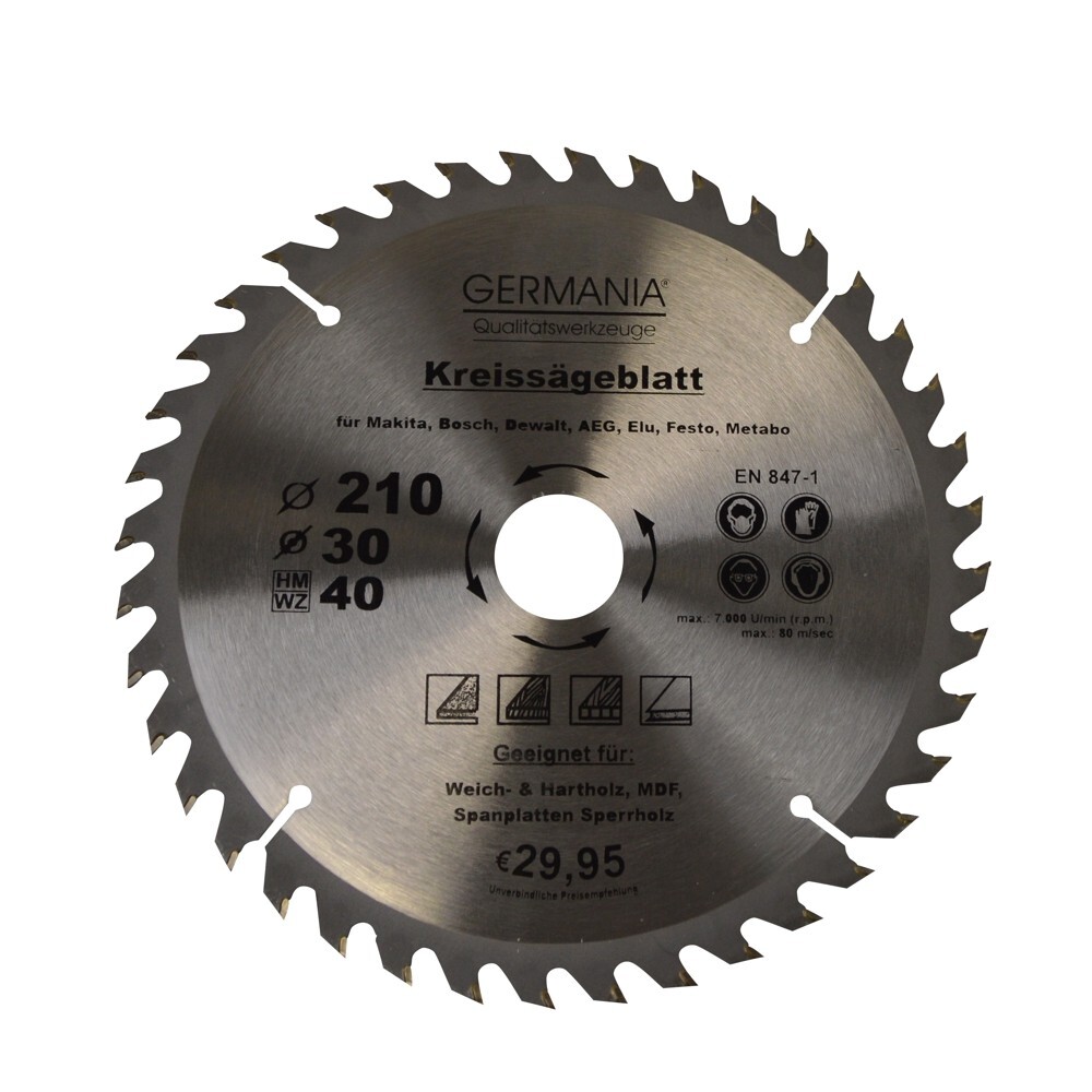 H.M Holz S&auml;geblatt Durchmesser &Oslash; 210 mm und 40 Z&auml;hnen