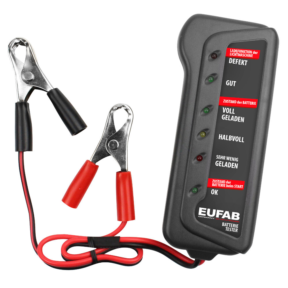 Batterietester 12V mit Batterieklemmen