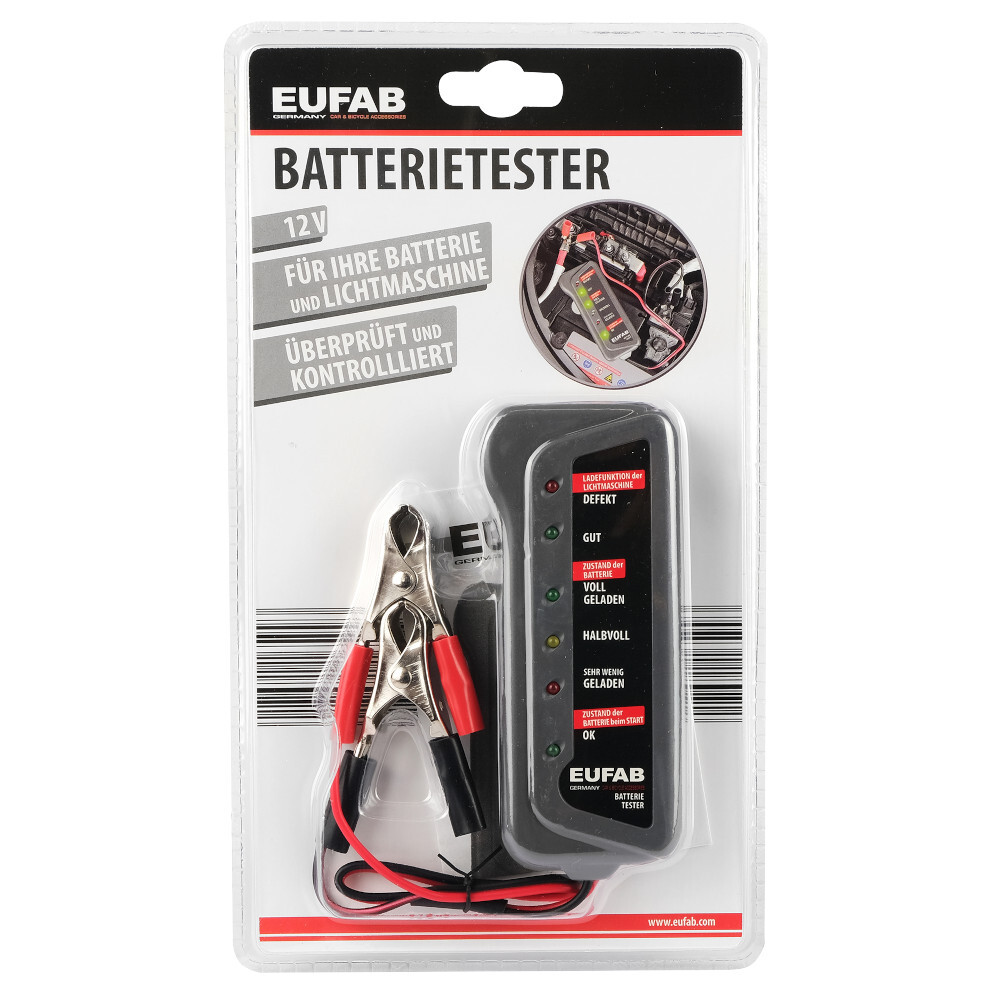 Batterietester 12V mit Batterieklemmen image number 1