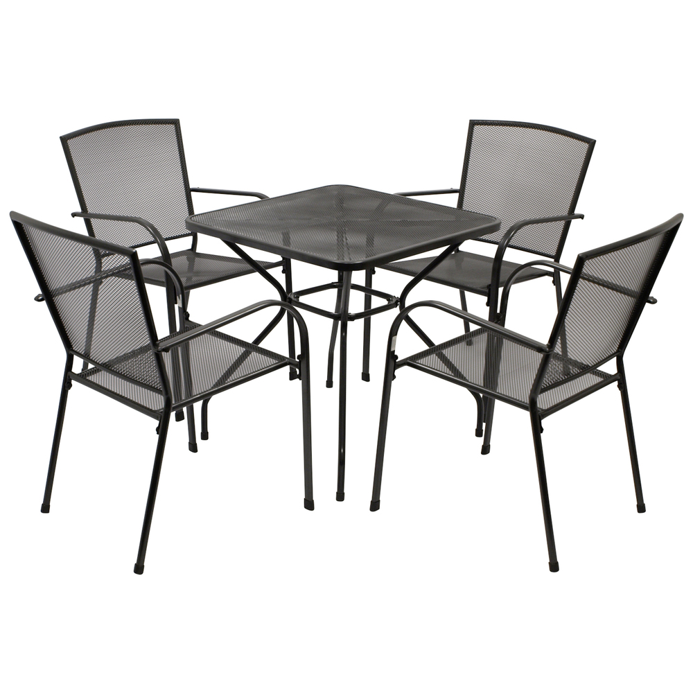 Gartensitzgruppe 5-teilig Streckmetall Anthrazit