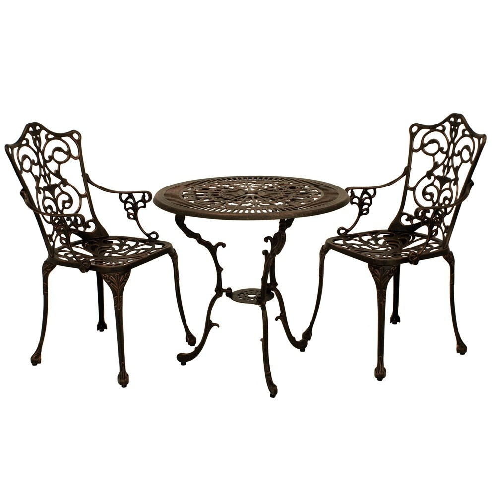 Gartensitzgruppe Jugendstil 3-teilig, Aluguss, Bronze-antik