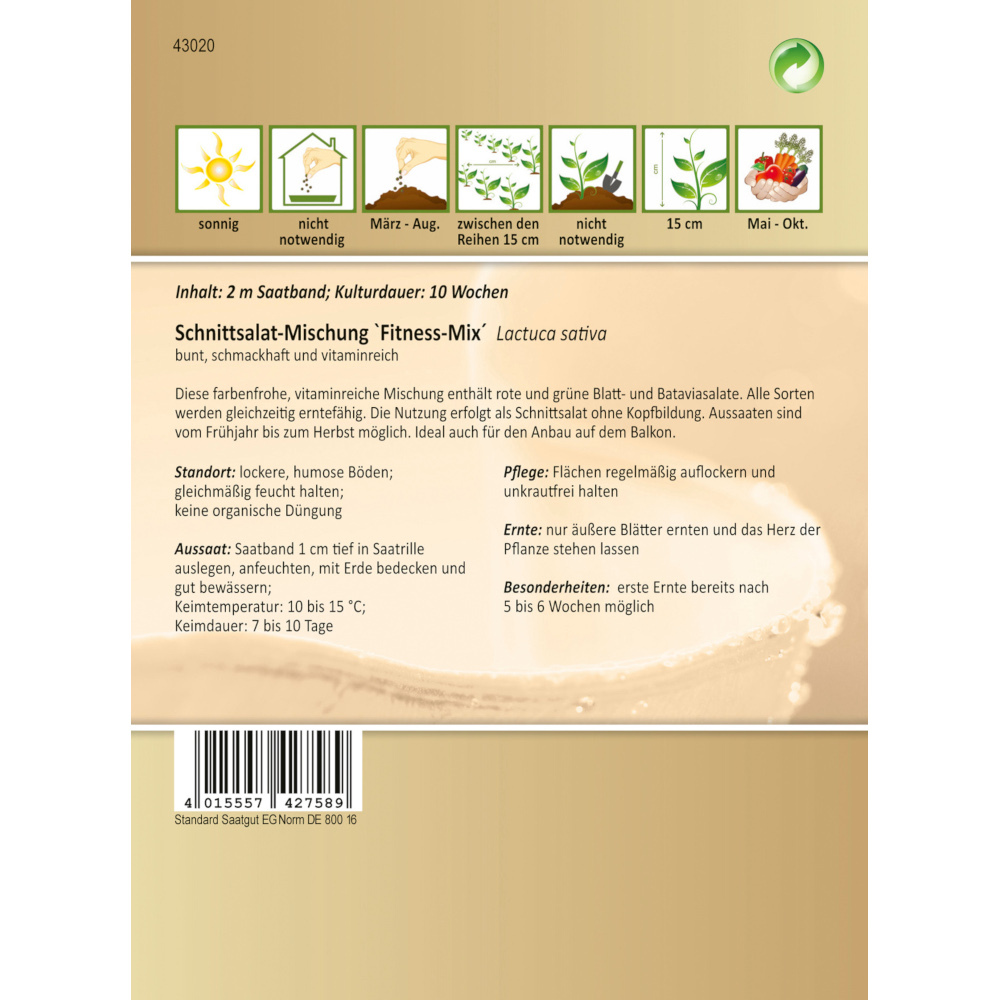 Saatband Schnittsalat-Mix ca. 2 laufende Meter image number 1