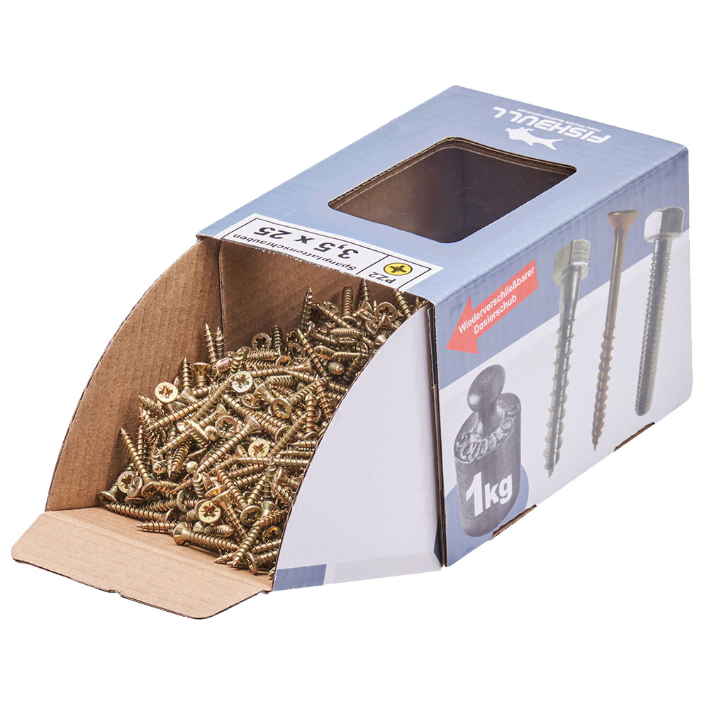Spanplattenschraube 3,5x25 mm PZ 1kg FISHBULL-Pack Senkkopf Vollgewinde Kreuzschlitz image number 3