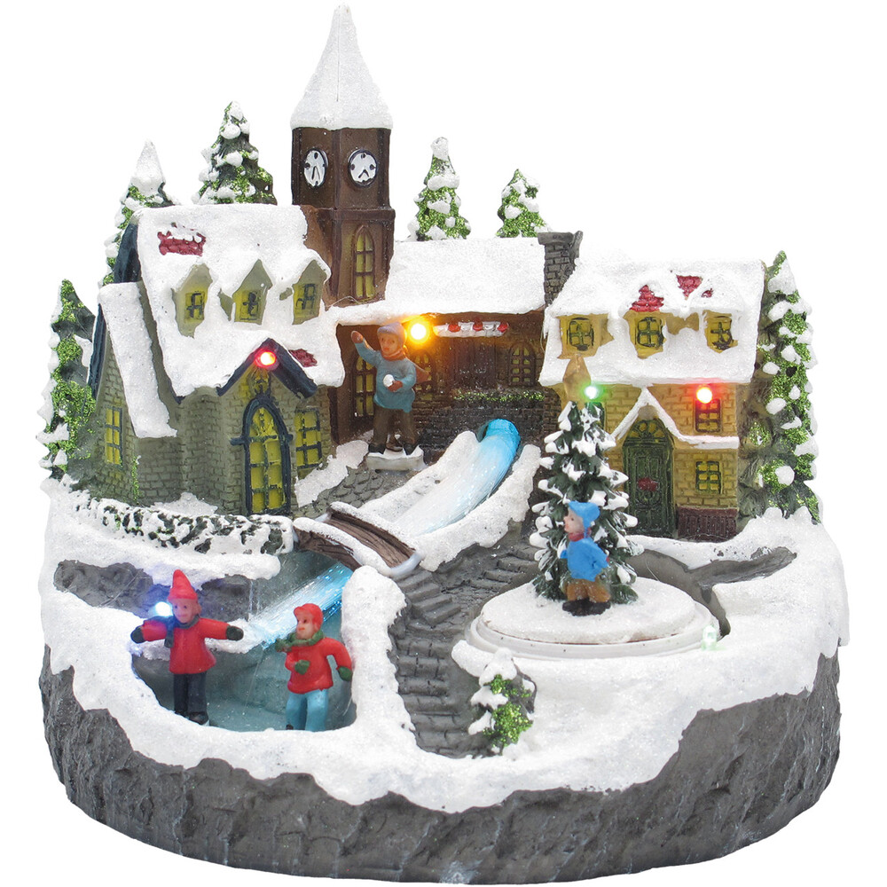 LED-Winterdorf mit beleuchtetem Bachlauf