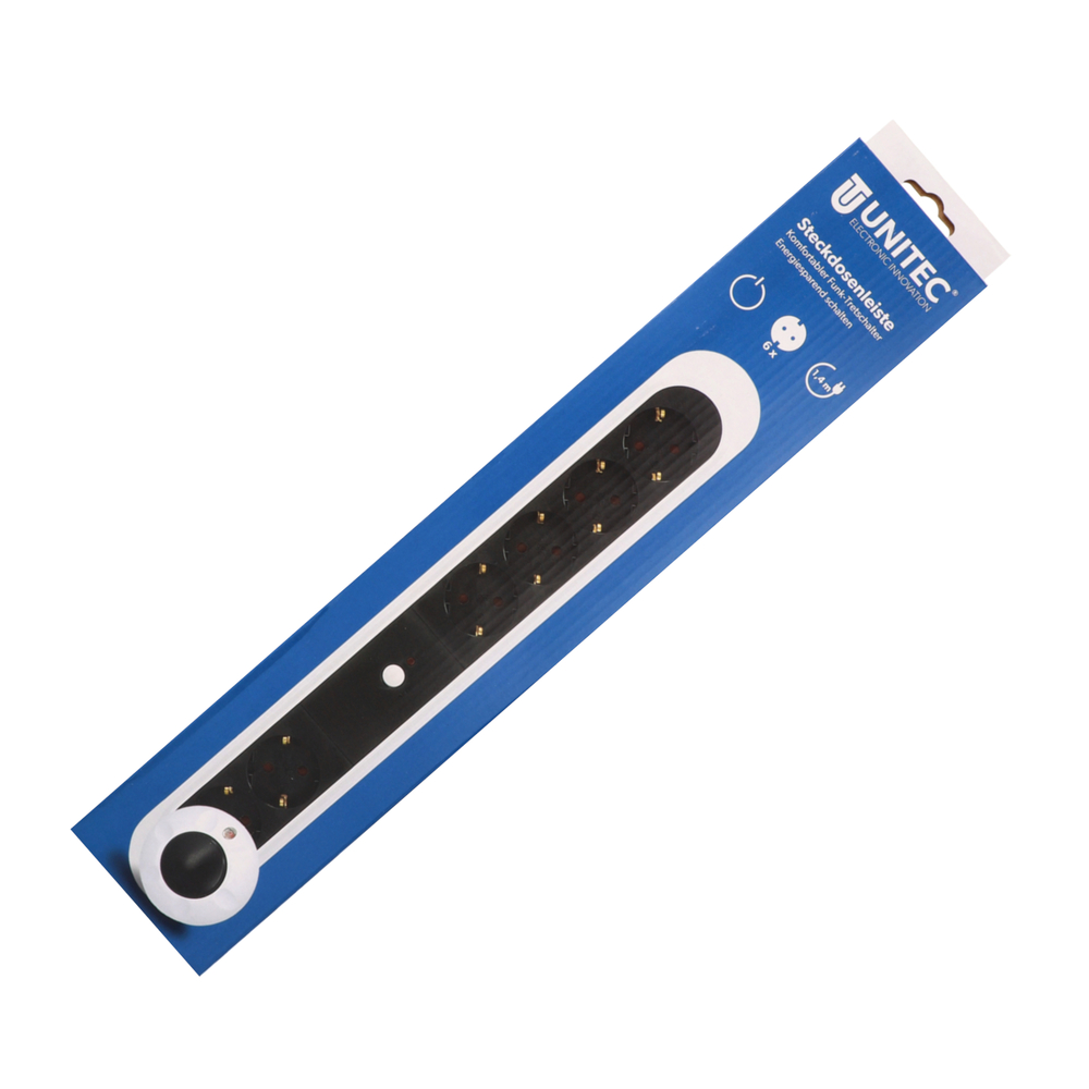 Steckdosenleiste 6-fach wei&szlig;-schwarz mit Funk Fu&szlig;schalter image number 1