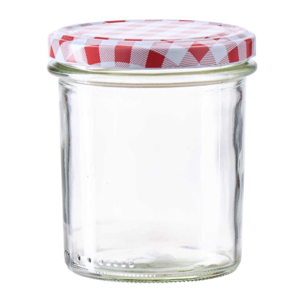 Einmachglas 350 ml mit kariertem Deckel
