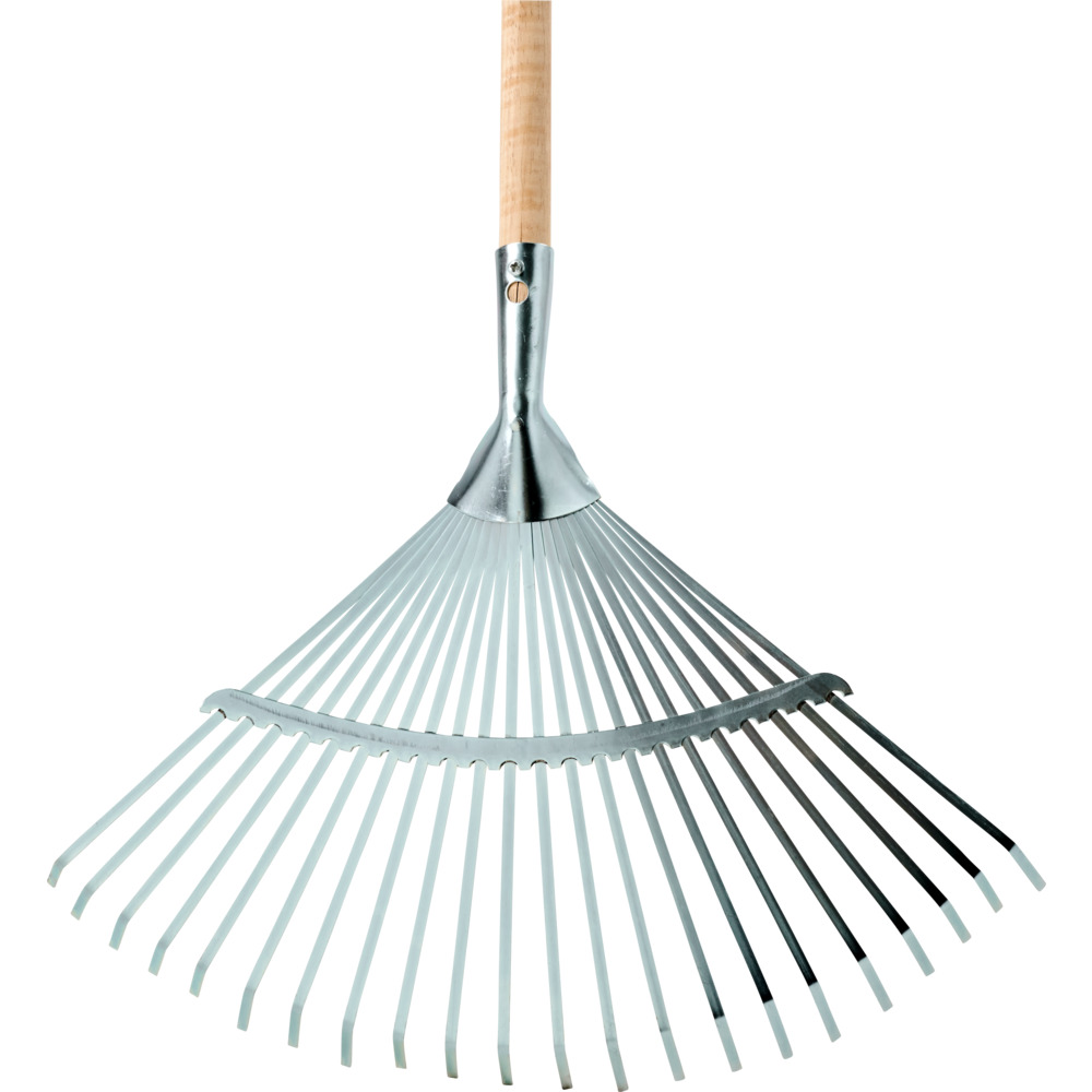 F&auml;cherbesen 22 Zinken Stahl verzinkt mit Holzstiel image number 2
