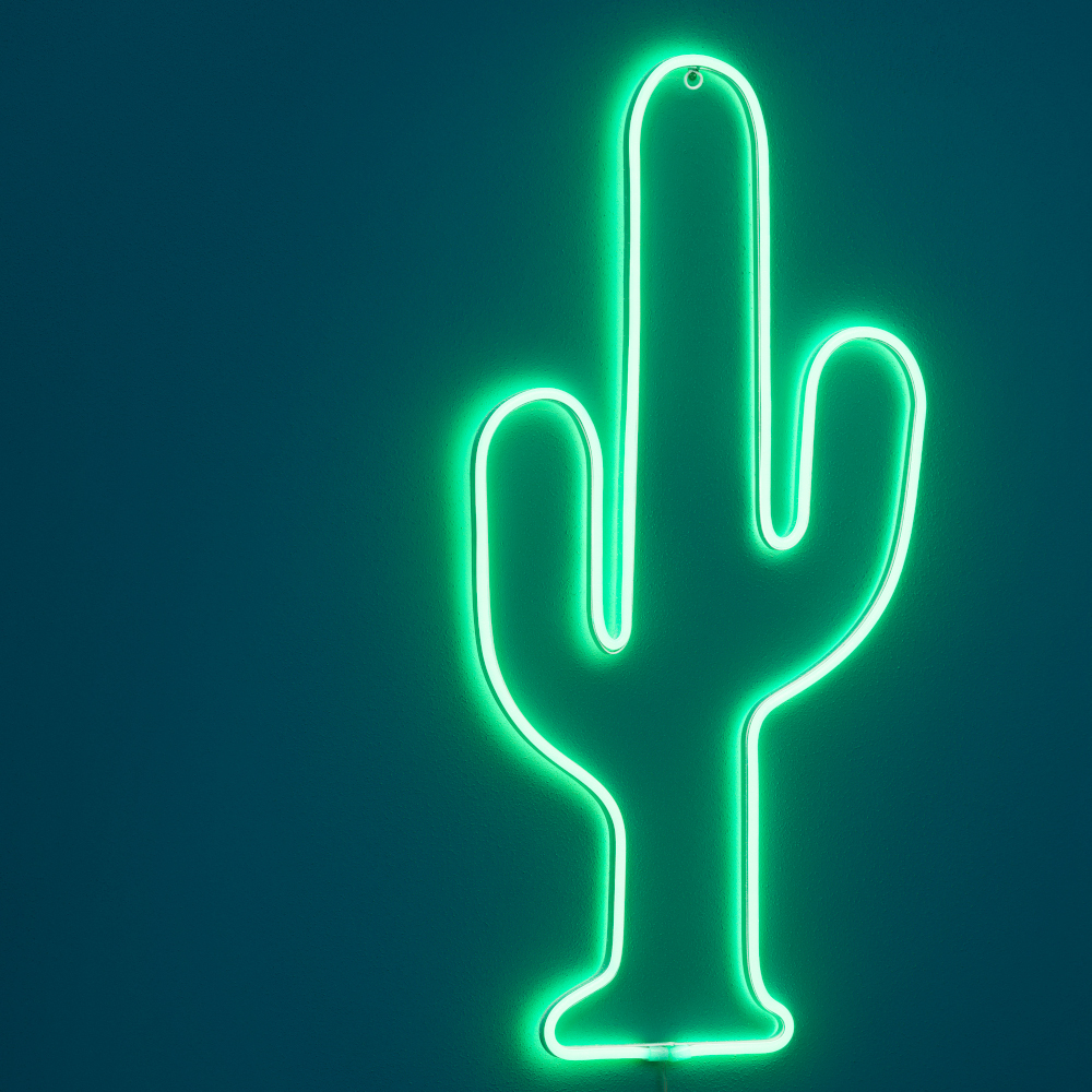 LED-Wanddekoration Kaktus mit 96 gr&uuml;nen LEDs und Timerfunktion