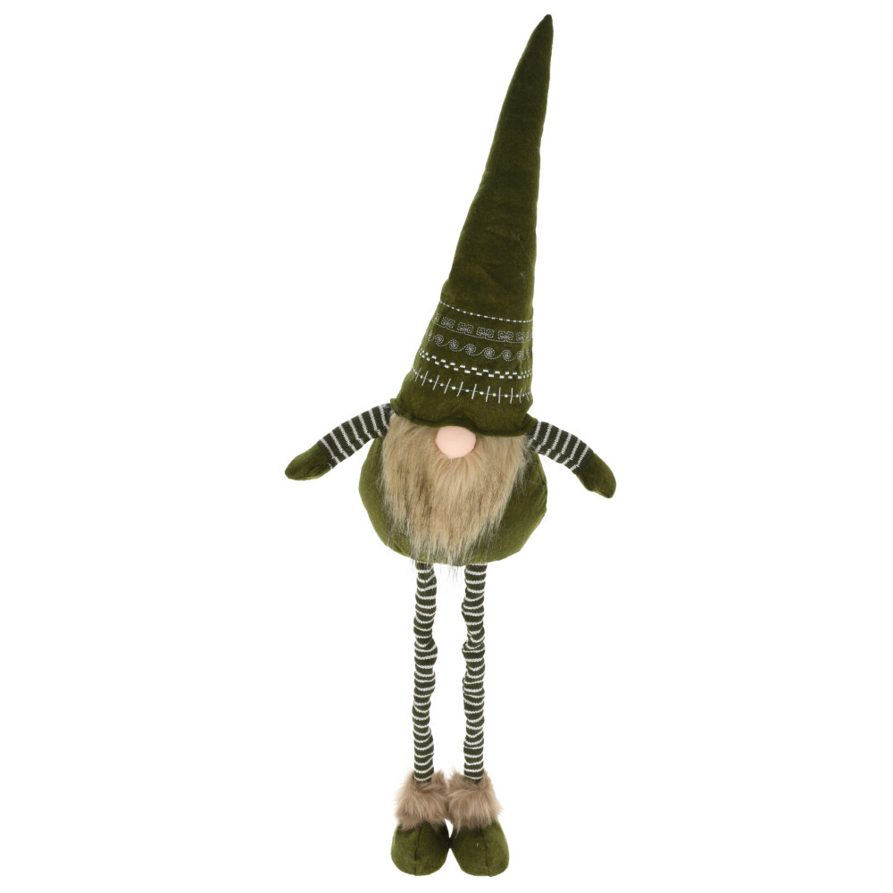 Dekofigur Wichtel stehend in Gr&uuml;n mit Teleskopbeinen