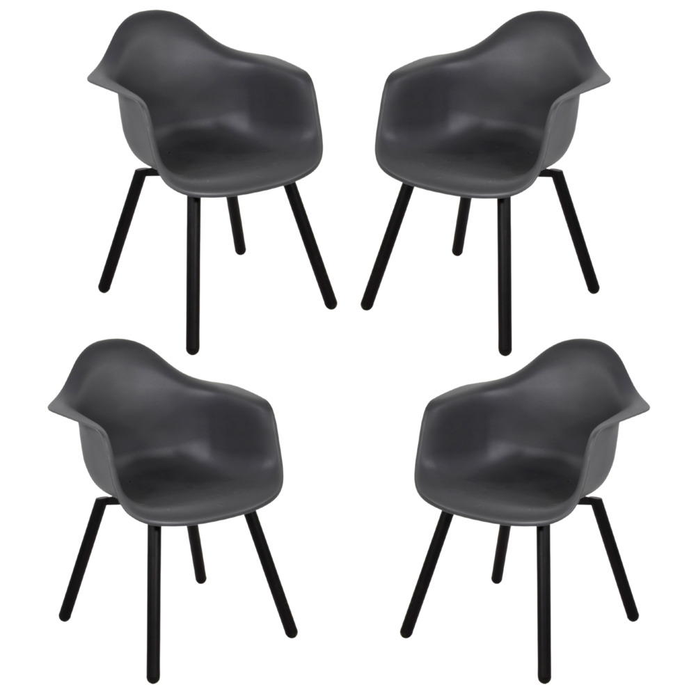 Gartensessel-Set Montreux 4-teilig in Grau