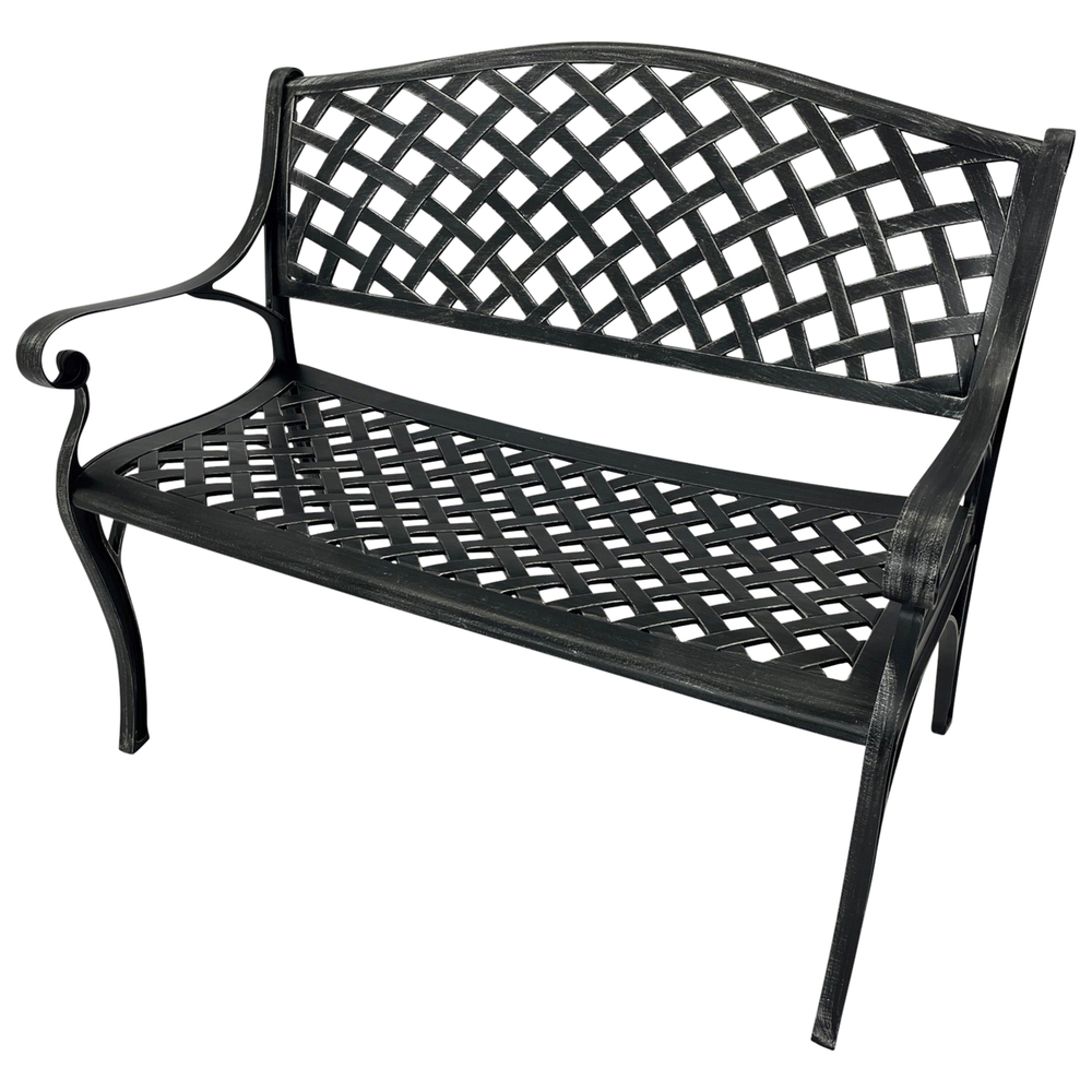 Gartenbank 2-Sitzer 105 cm Aluguss Antik-Grau