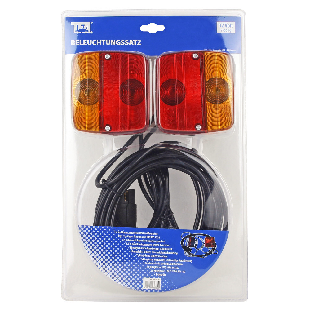 PKW Anh&auml;nger Beleuchtung mit Magneten Stecker 7-polig R&uuml;cklichter R&uuml;ckleuchten Set image number 4