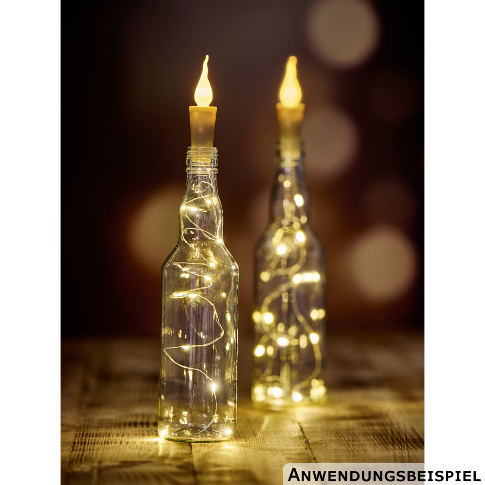 LED Flaschenkorken Flamme Lichterkette 2er Set warmwei&szlig; image number 1