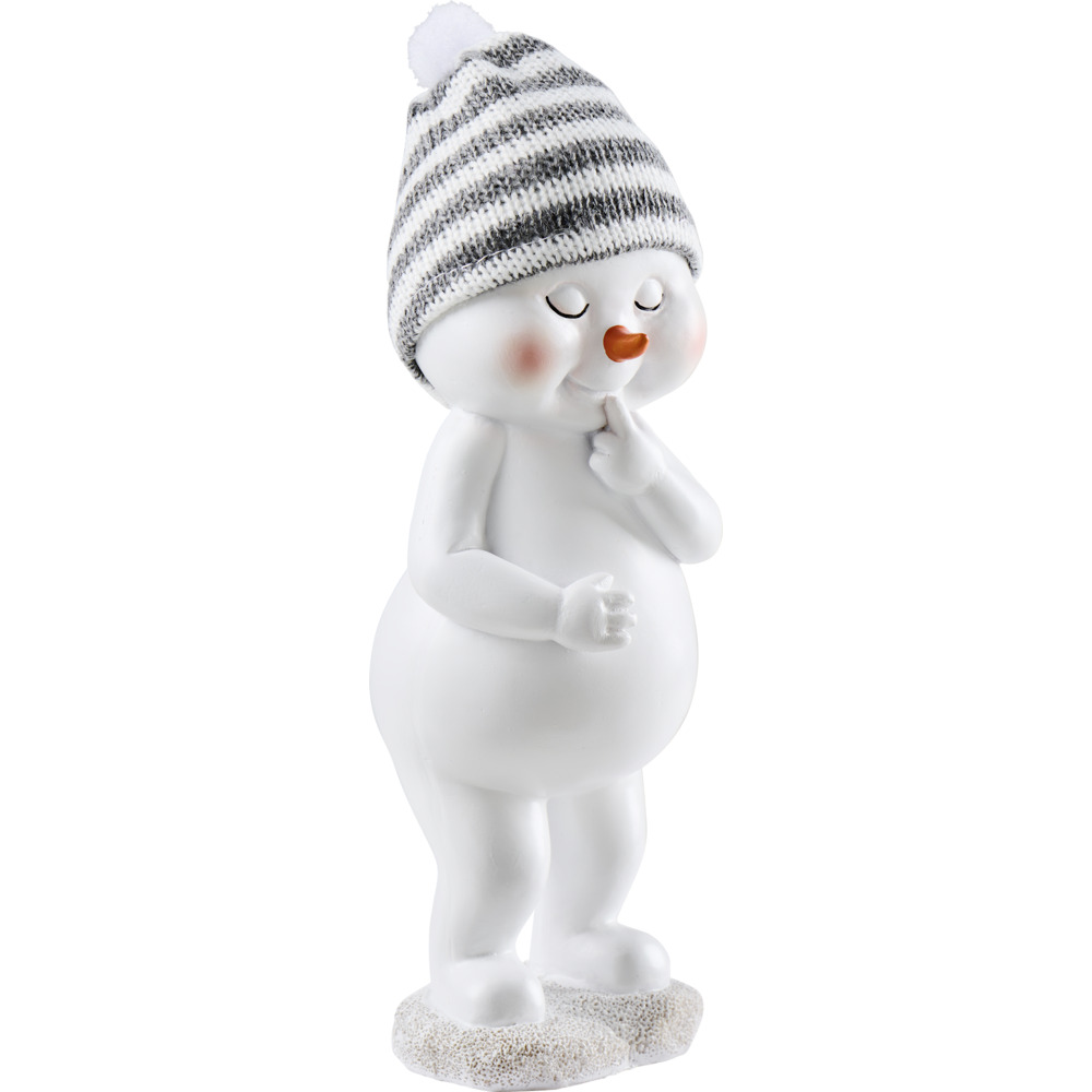 Weihnachtsfigur Schneemann 21 cm aus Kunststein mit Strickm&uuml;tze image number 2