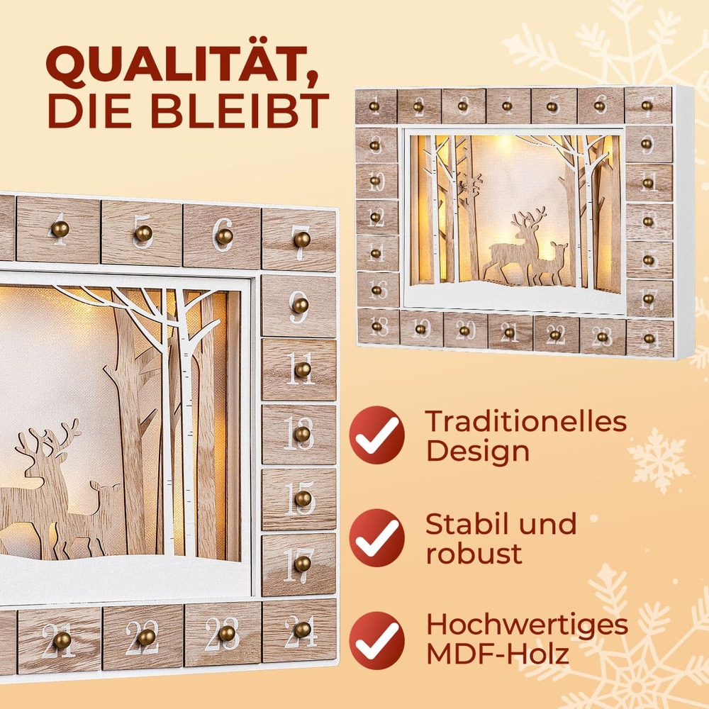 LED-Adventskalender "Winterwald" aus MDF image number 2