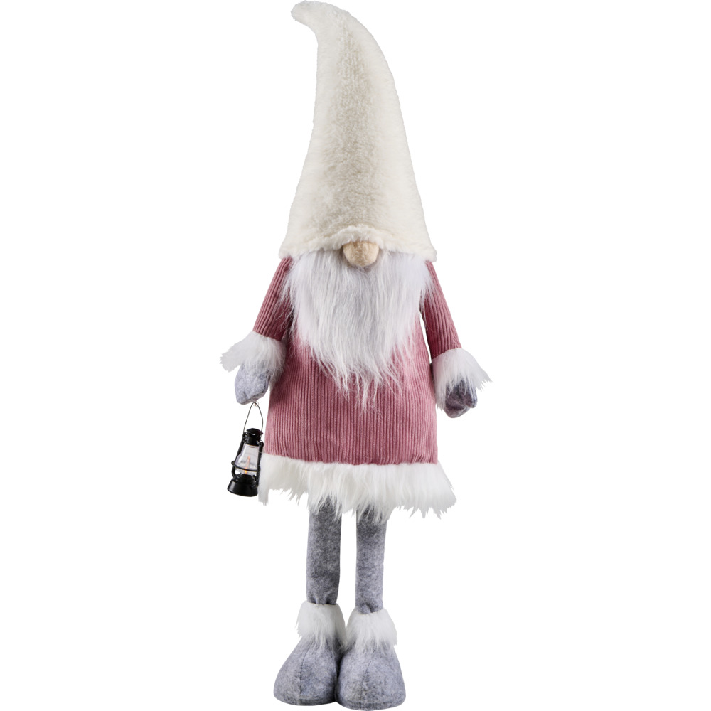 Dekofigur Wichtel 85 cm XXL Wichtel mit leuchtender LED-Laterne