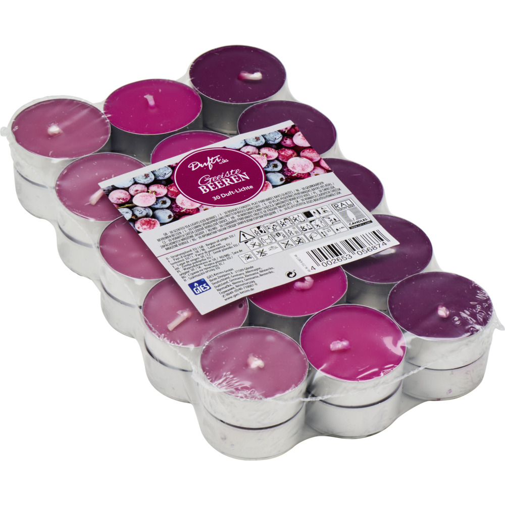 Wachs-Teelichter-Set 30 St&uuml;ck Geeiste Beeren