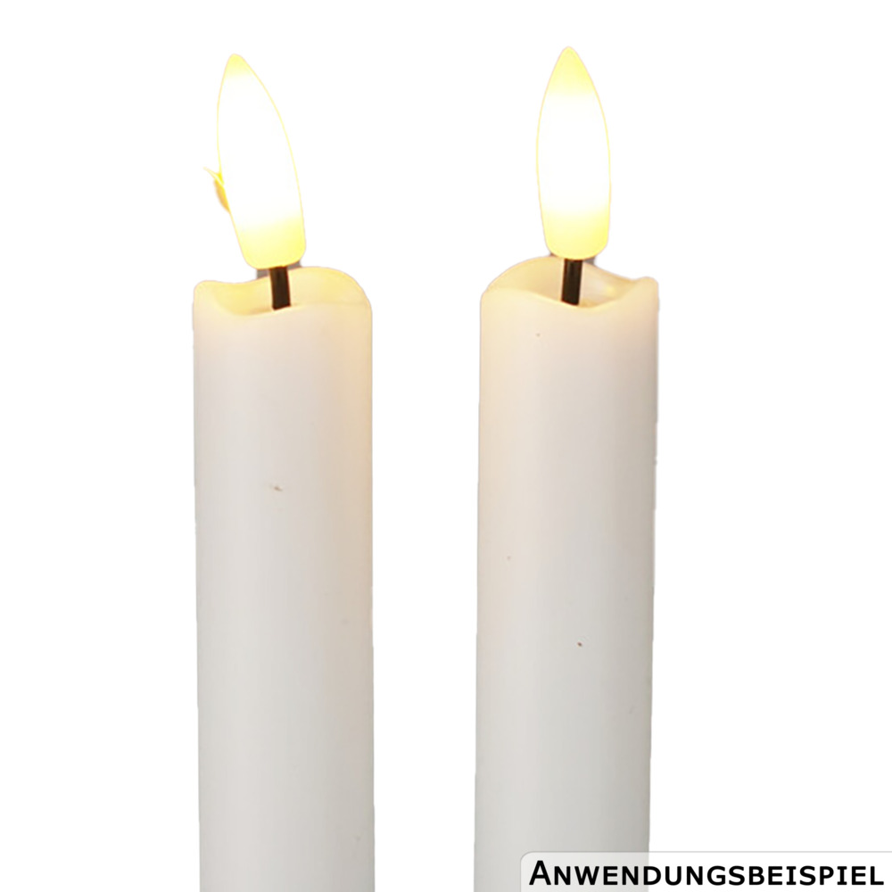 LED-Dinnerkerzen Echtwachs flackernd 2er-Set wei&szlig; image number 4