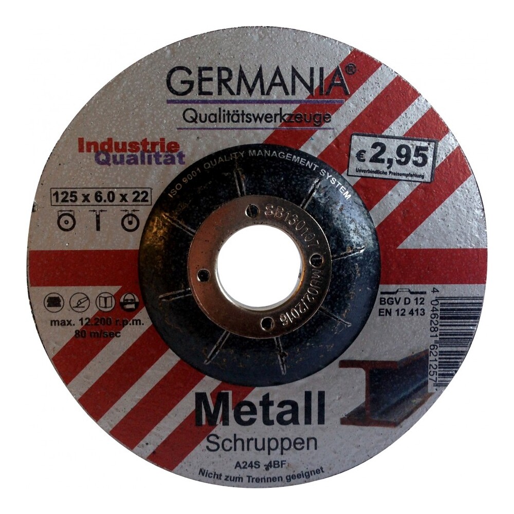 Schruppscheibe Metall 125x6,0 bombiert Industriequalit&auml;t Schleifscheibe