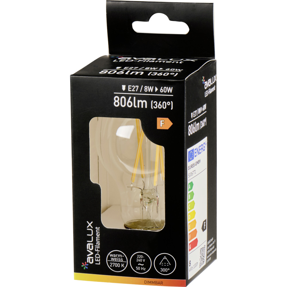 LED-Filament Lampe 8 W in Birnenform klar mit E27-Sockel image number 1