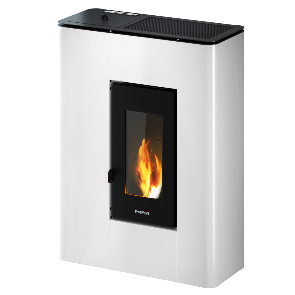 Pelletofen "ATRIUM 5", weiss Stahl