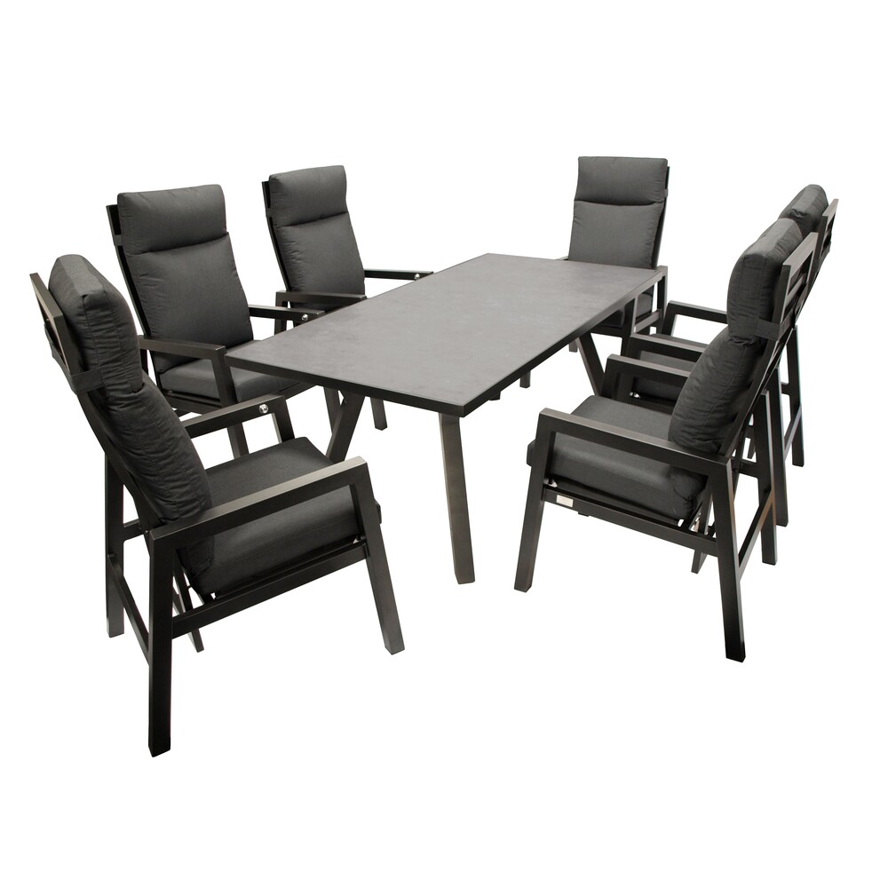 Gartengarnitur 7-teilig Aluminium Dunkelgrau