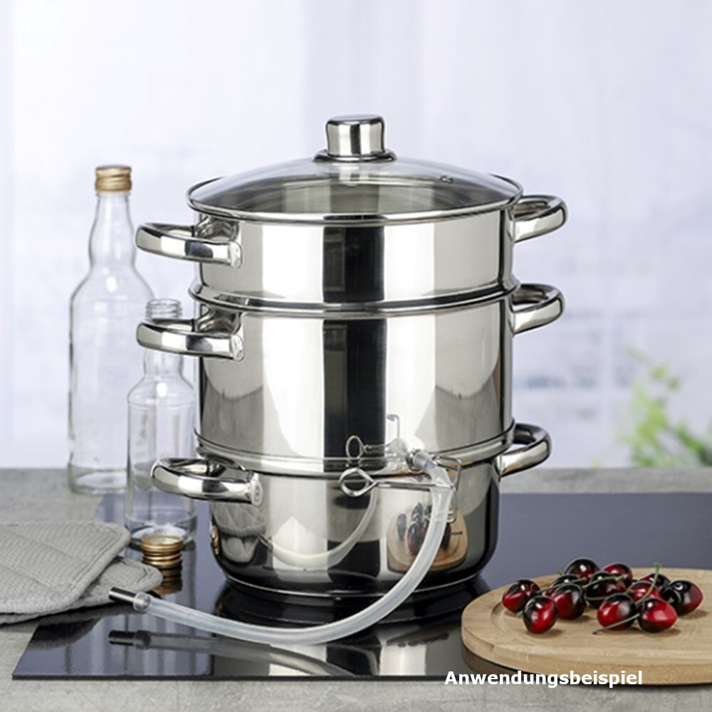 Dampfentsafter-Set 3-teilig 6 Liter aus massivem Edelstahl
