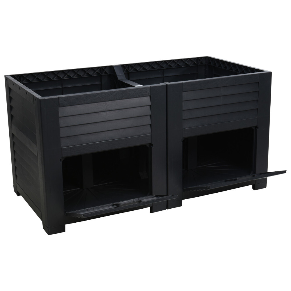 Hochbeet aus anthrazitem Kunststoff mit Aufbewahrung image number 1