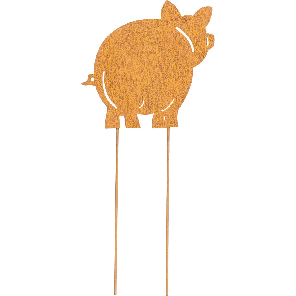 Gartenstecker Schwein ca. 45 cm hoch in Rost-Optik image number 2