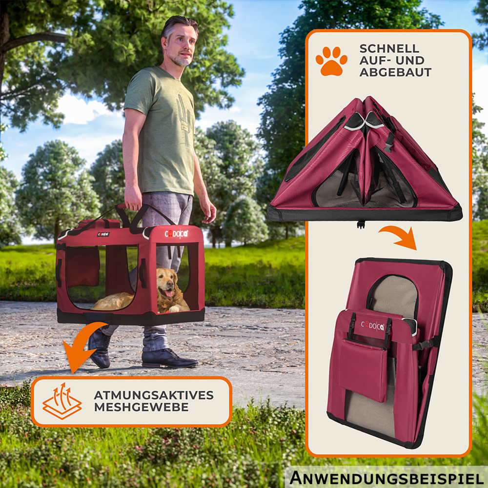 Tiertransportbox M 60 x 42 x 44 cm dunkelrot image number 8