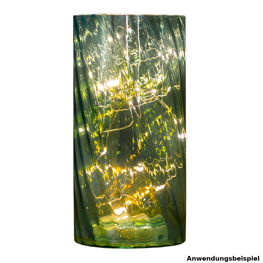 Deko-Lampe batteriebetrieben aus Glas mit LED-Silberdraht