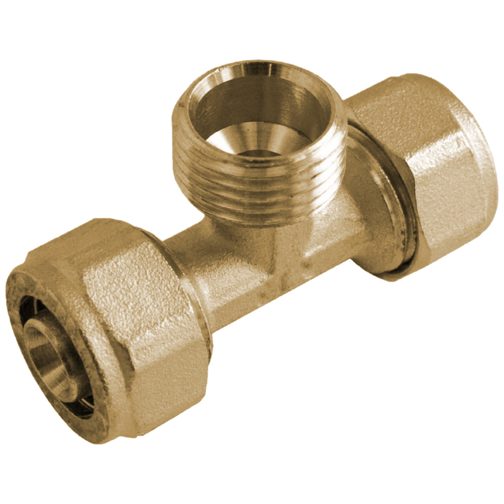 T-St&uuml;ck Metallverbundrohr 16 x 2 x 1"AG x 16 x 2 mm vernickelt