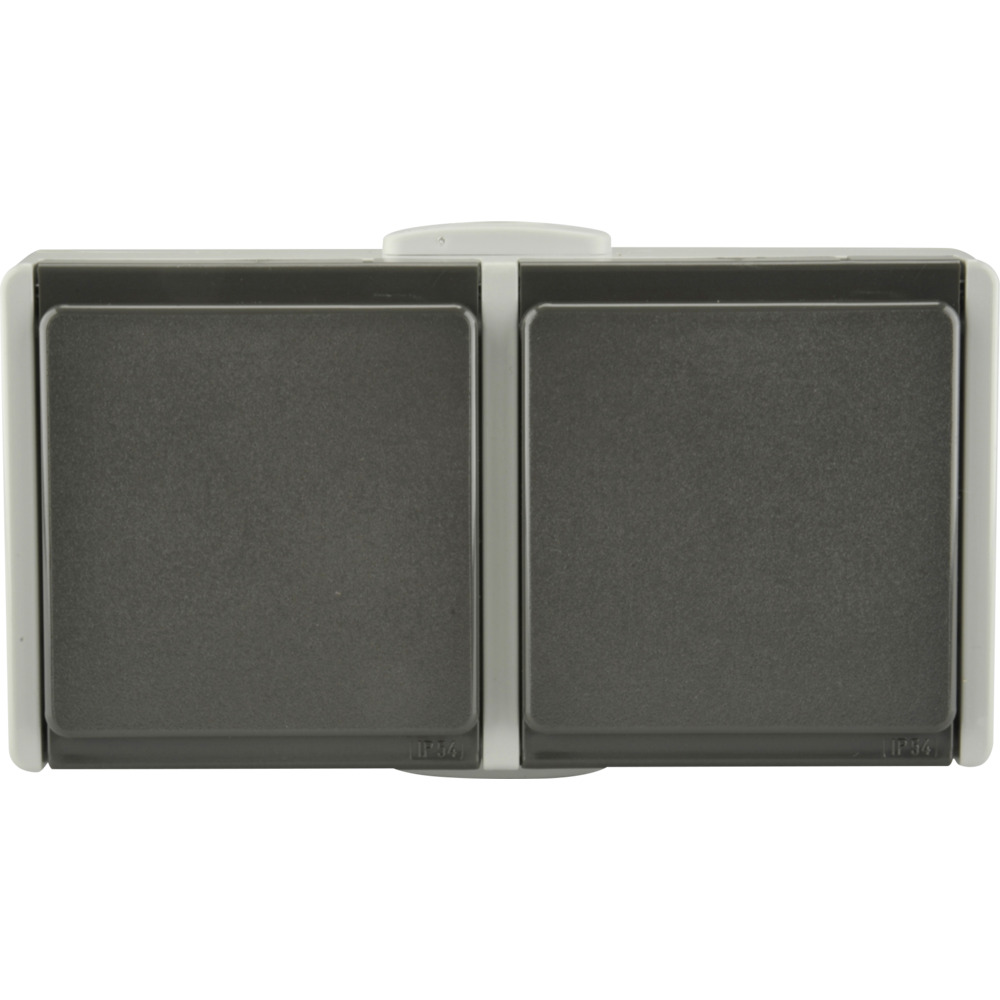 Steckdose 2-fach waagerecht AP FR dunkelgrau