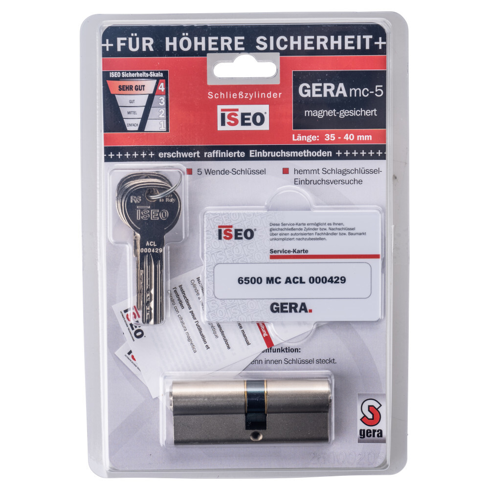 Schlie&szlig;zylinder 6500MC 35-40 mm magnetisch gesichert mit Schl&uuml;sseln