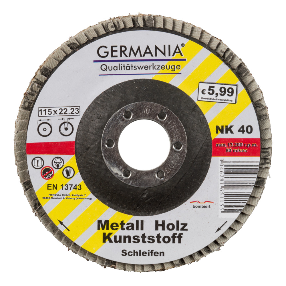 GERMANIA&reg;&nbsp;F&auml;cherscheibe 115x22,23 NK40 bombiert