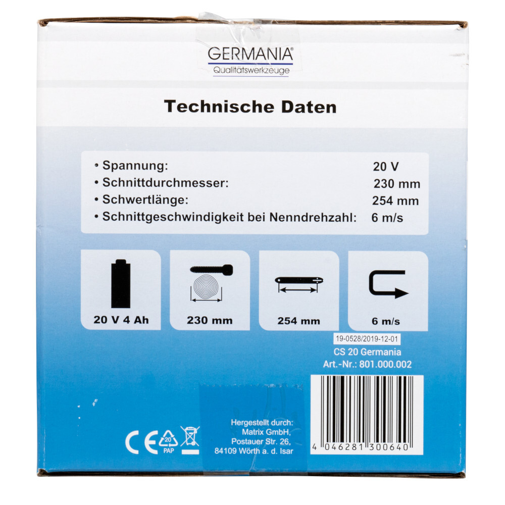 GERMANIA&reg; Akku Kettens&auml;ge-Set 20 V image number 9