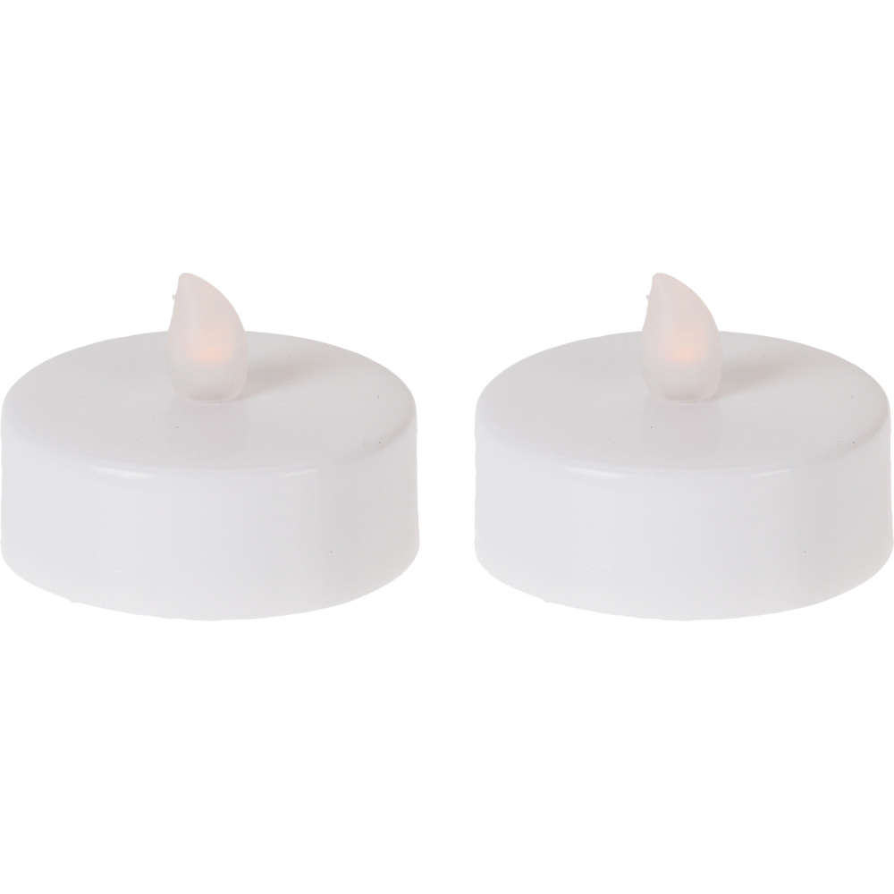 LED-Teelichter-Set Jumbo 2 St&uuml;ck flackernd in wei&szlig; mit 2 CR2032-Batterien