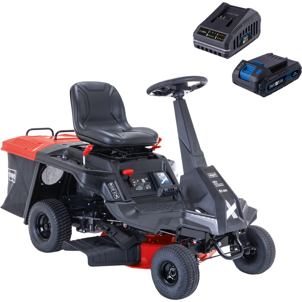 Scheppach Benzin-Aufsitzrasenm&auml;her und Akku-Rasentrimmer im Set image number 1