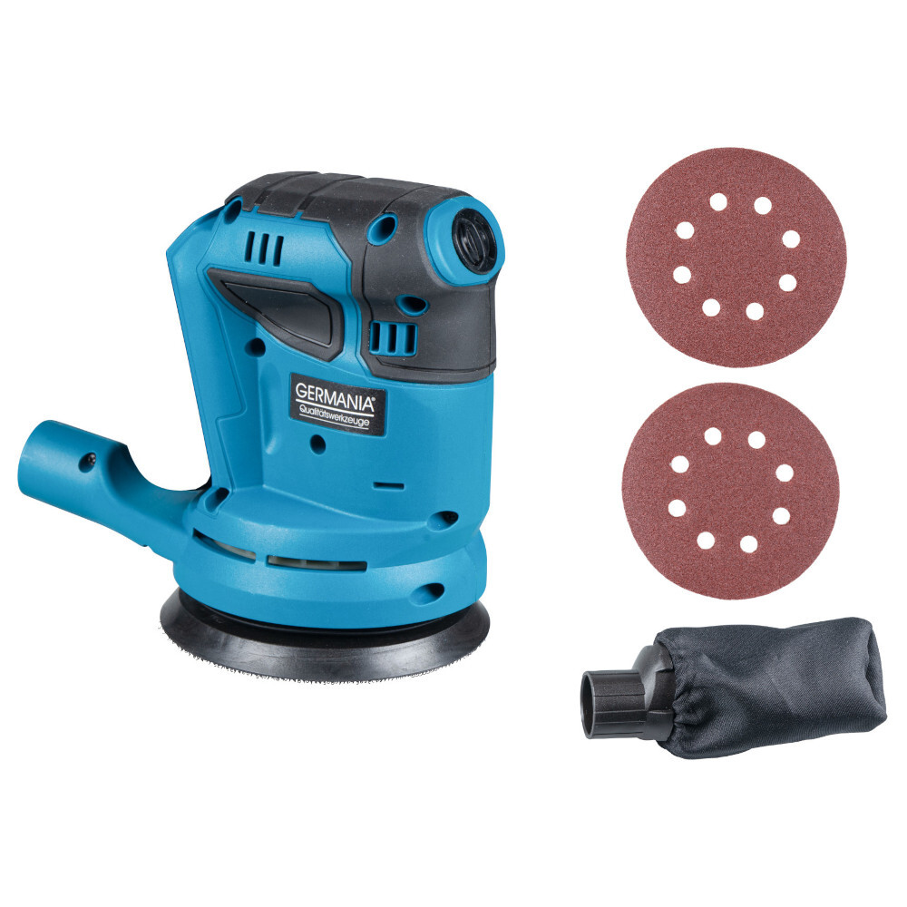 GERMANIA&reg; Akku-Exzenterschleifer 20 V mit Schleifpapier und Staubbeutel