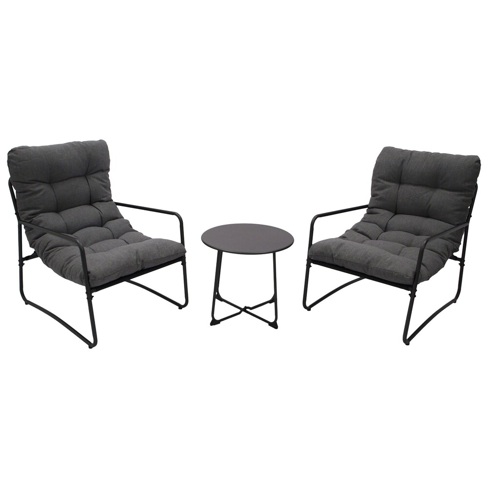 Loungeset 3-teilig, Stahl anthrazit