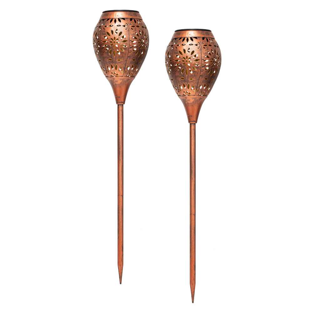 LED-Solar-Gartenfackel Metall 2er-Set