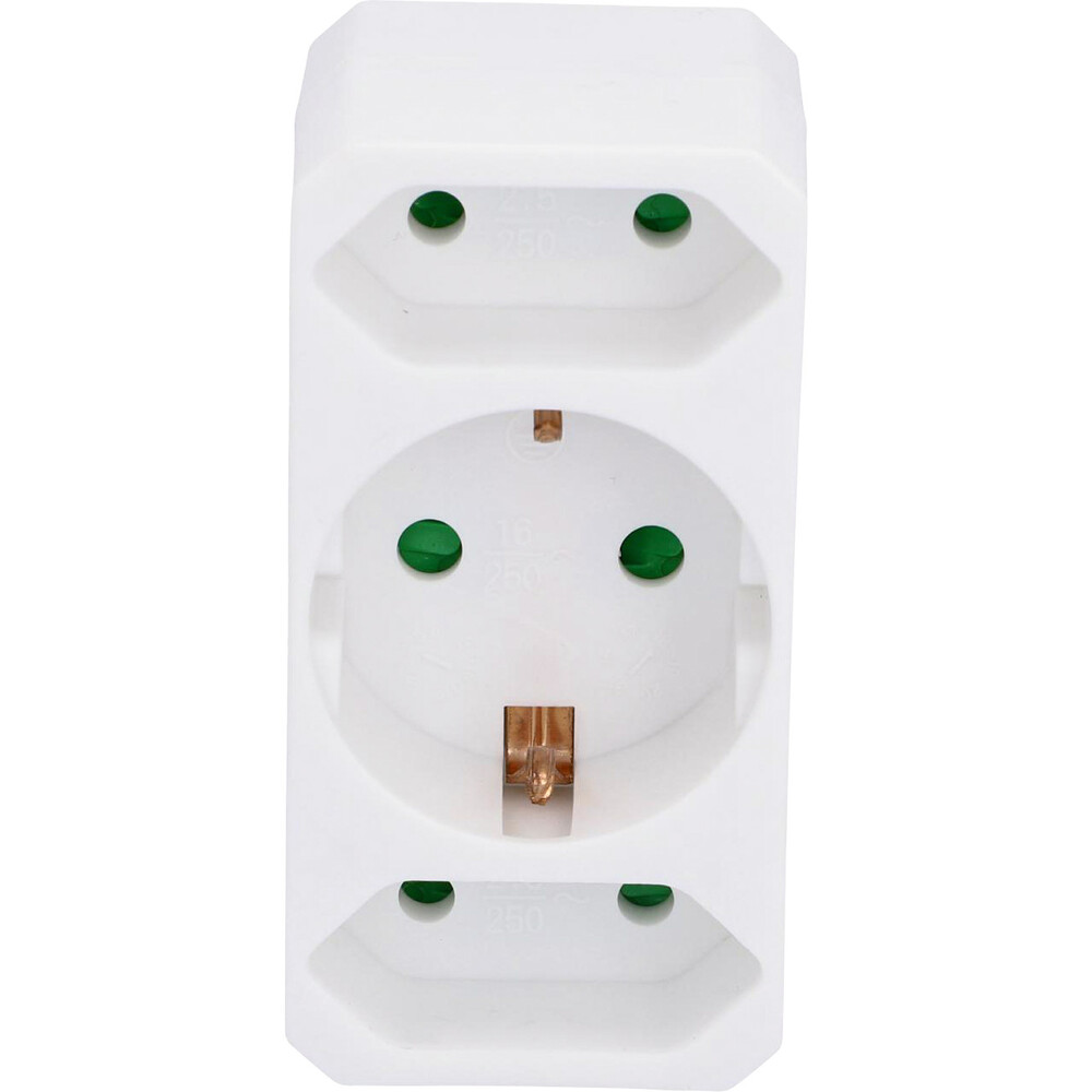 Steckdosenadapter 3-fach in wei&szlig; f&uuml;r innen