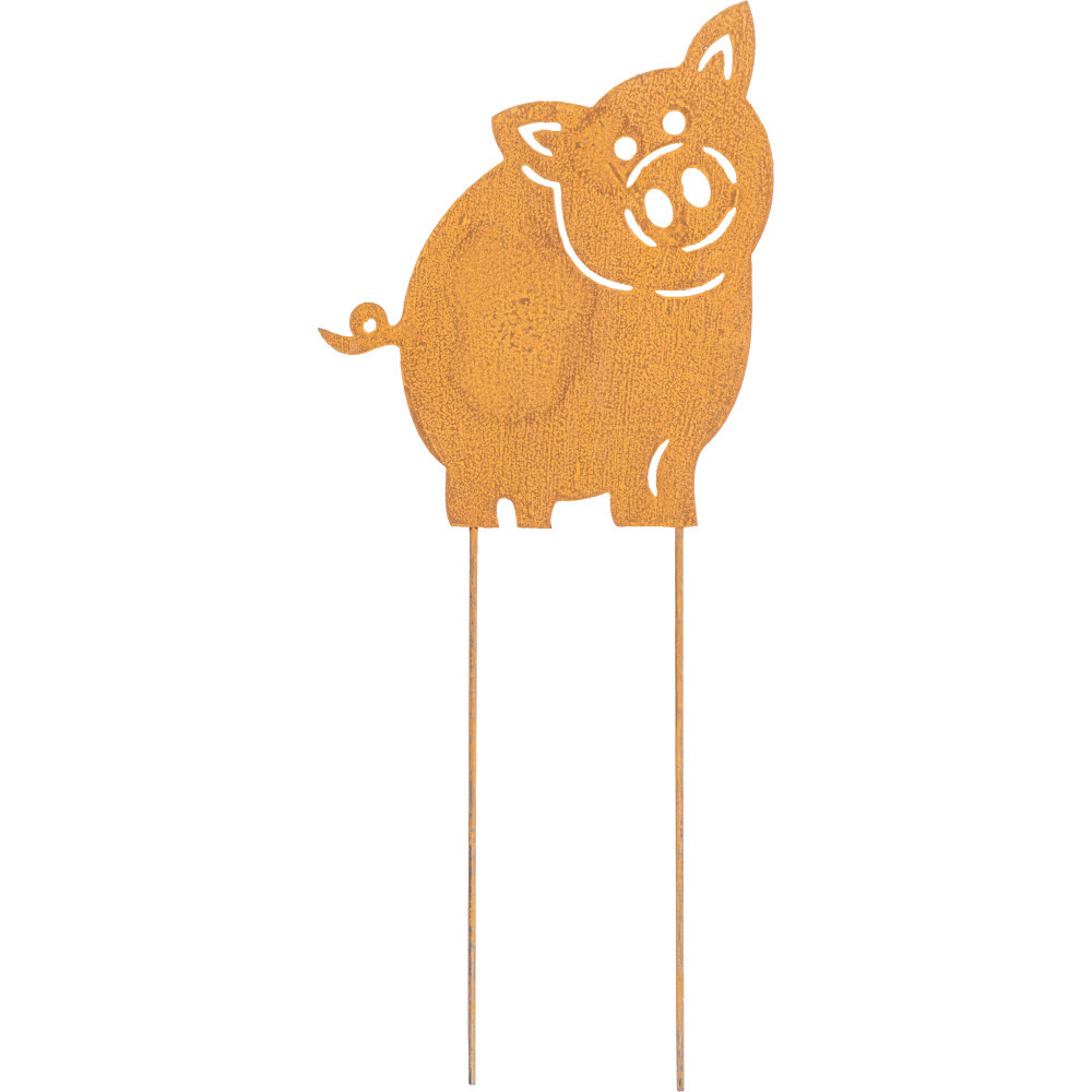 Gartenstecker Schwein ca. 45 cm hoch in Rost-Optik